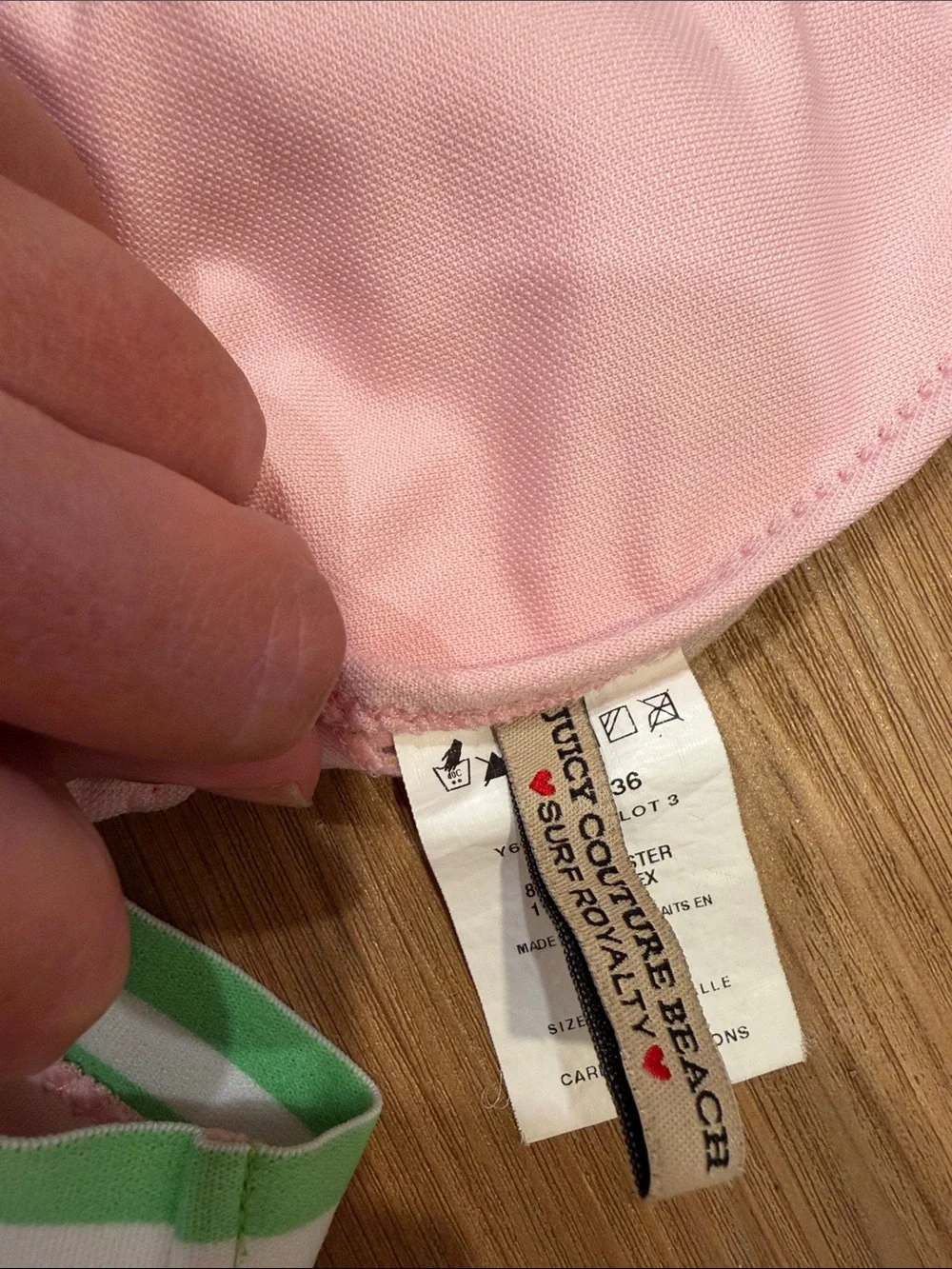 Juicy Couture Pink Bikini with Green Stripe Accents